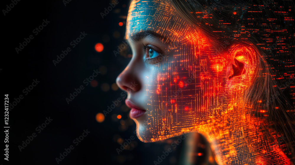Poster futuristic ai-enhanced learning visualization in technology education concept