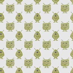 Watercolor baby aliens in a playful space theme for fabric and textile design