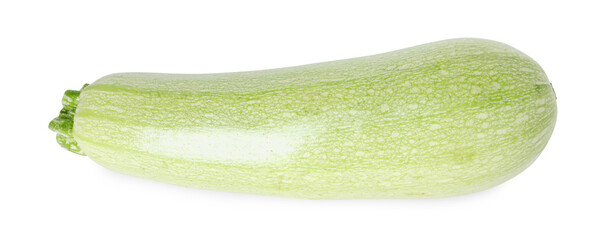 One fresh ripe zucchini isolated on white, top view