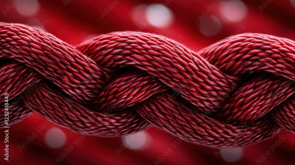 Poster a close-up of intertwined red rope creates intricate textures and patterns that can symbolize streng