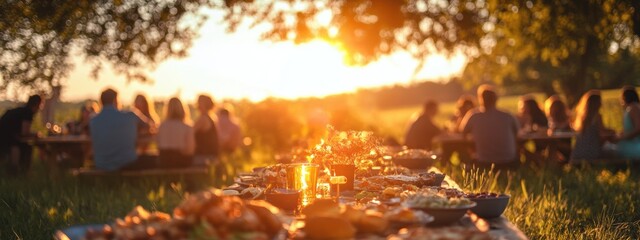 Golden Hour Picnic Friends Food Sunset Celebration