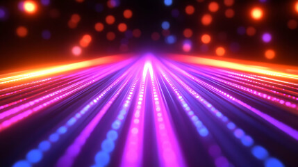 Abstract Background with Vibrant Neon Light Rays and Bokeh Effects Creates a Futuristic Atmosphere