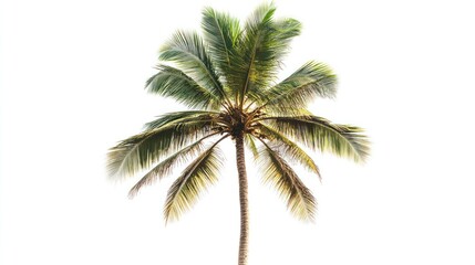 Tropical palm tree, sunny day, white background, vacation (1)