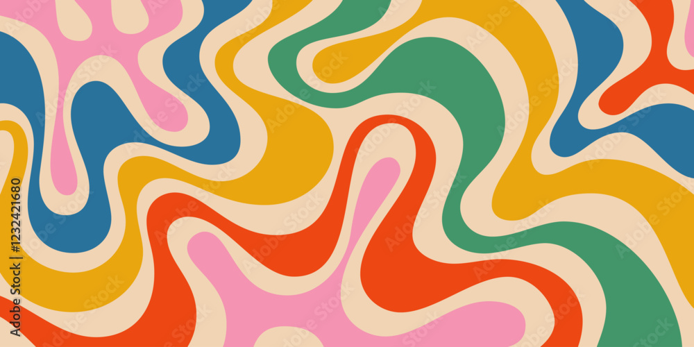 Leinwandbilder abstract wavy geometric y2k texture vector design. cool trendy groovy curvy pattern. psychedelic tri