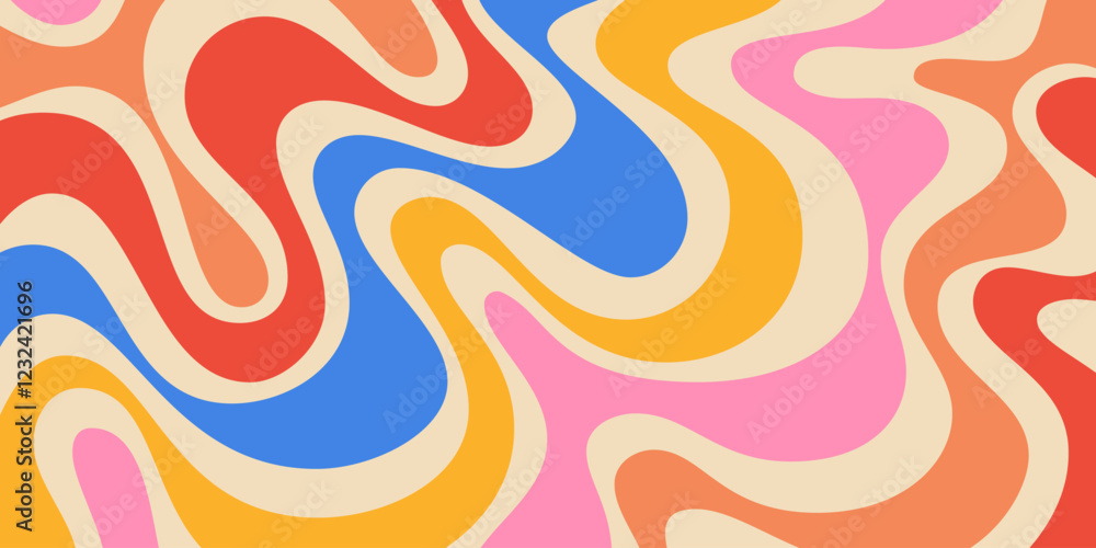 Leinwandbilder abstract wavy geometric y2k texture vector design. cool trendy groovy curvy pattern. psychedelic tri