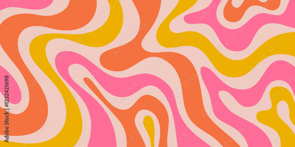 Poster Abstract Wavy Geometric Y2k Texture Vector Design. Cool Trendy Groovy Curvy Pattern. Psychedelic Trippy Liquid Colorful Backdrop.
