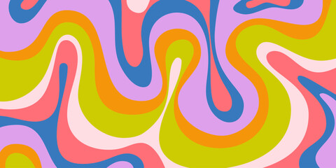 Fototapeta premium Abstract Wavy Geometric Y2k Texture Vector Design. Cool Trendy Groovy Curvy Pattern. Psychedelic Trippy Liquid Colorful Backdrop.