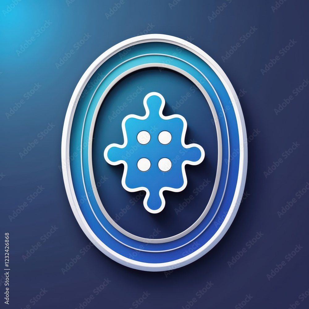 Poster abstract graphic design with circular layers and puzzle piece shape