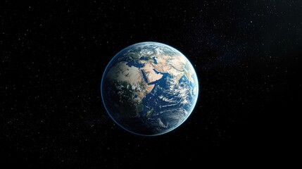 Obraz premium A hyper-realistic image of planet Earth with AI computer data text overlayed ono the planet to suggest the AI takeover of humanity. 