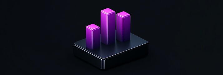 Clean financial services icon with a vibrant purple bar graph set against a sleek black background representing financial growth and professionalism