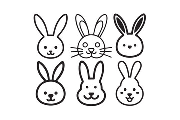 Best Chocolate Bunny Treat funny smile vector, line art , set bundle illustration