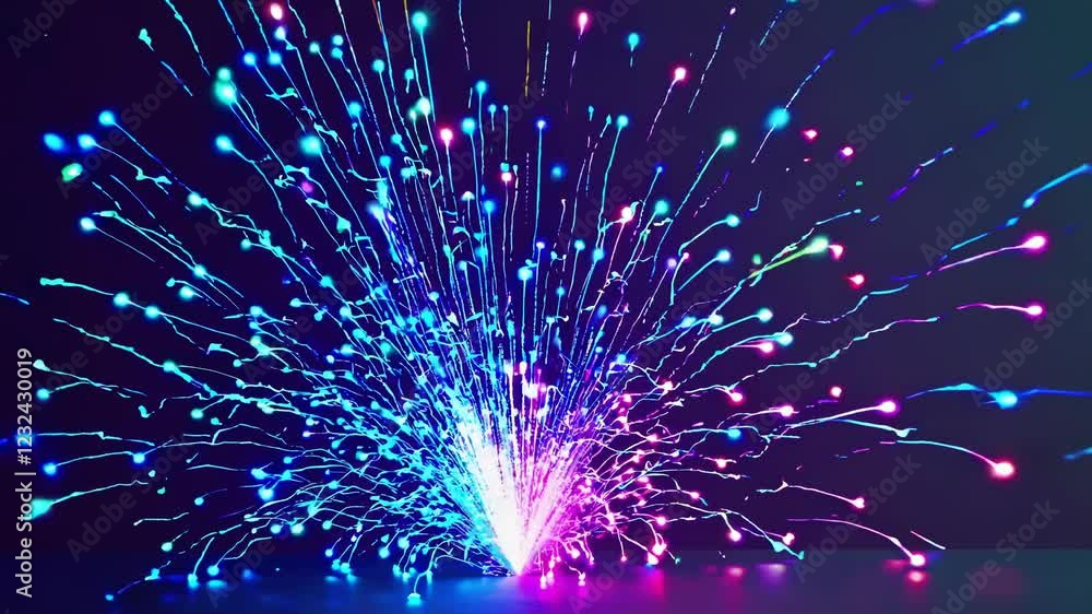 Poster dynamic holographic light display showcasing futuristic design elements in vibrant colors