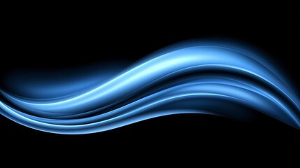 Obraz premium Smooth Blue Light Trails on Black Background for Abstract Art