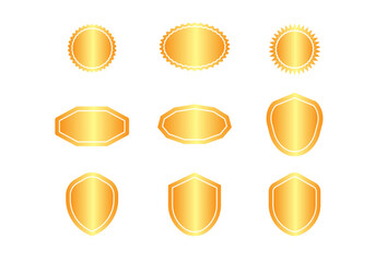 Vector set (3 of 4) retro badges with shiny gold gradients 
