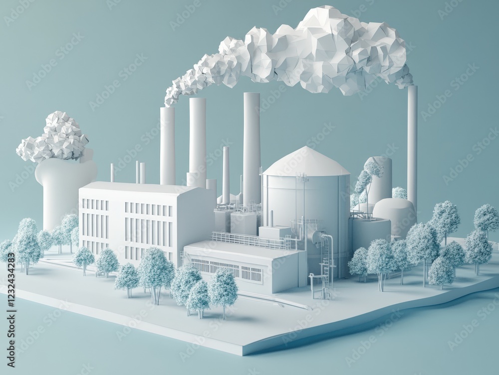 Poster detailed model of a city landscape featuring numerous trees and urban structures in a miniature sett