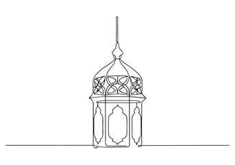 Continuous One-Line Drawing of an Arabesque Lantern Lamp - Minimalist Decorative Art