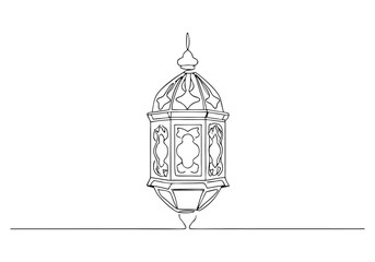 Continuous One-Line Drawing of an Arabesque Lantern Lamp - Minimalist Decorative Art