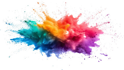 Colorful dust explode. Paint Holi. colorful vibrant rainbow Holi paint color powder explosion with bright colors isolated white background.	