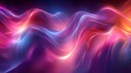 Obraz premium Abstract glowing ribbons with fluid smooth curves in neon colors. Generative AI