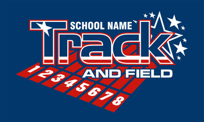 patriotic track and field team design with and stars and lanes for school, college or league sports
