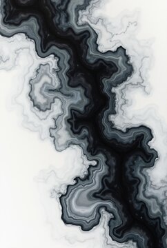 Black alcohol ink paint stroke flowing on white background. Watercolor splash, painting effect. Marble style. Abstract art design. Smoke or marble canvas texture