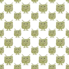 Obraz premium Cute baby aliens in a seamless watercolor pattern for playful textile designs