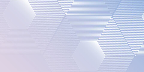 Vector hexagon lines on light mesh blue an pink background. Geometric stripe line art design for poster, brochure, cover, website, header, web banner, presentation abstract design modern