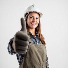 Woman showing thumbs up