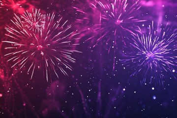 Fototapeta premium Pink and Purple Fireworks Display in Night Sky