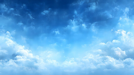 Obraz premium Beautiful Blue Sky with Fluffy White Clouds Creates a Serene and Peaceful Atmosphere