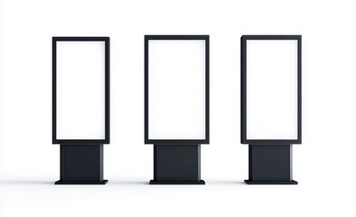 Three blank vertical billboards isolated on white background. (1)