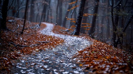 A serene snowy forest path in high definition  HD 8K wallpaper Photographic Image