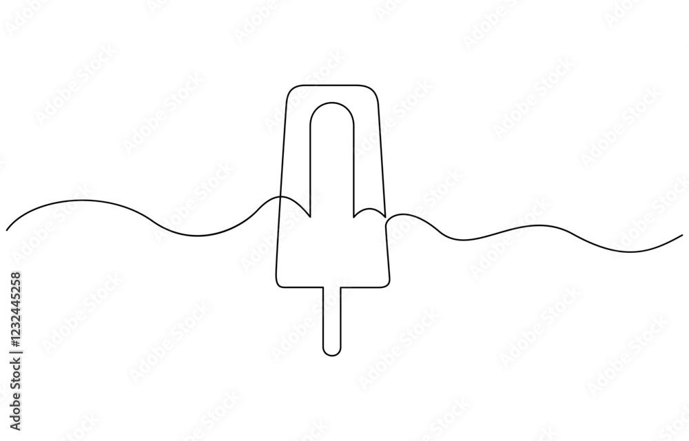 Poster ice cream bar continuous one line drawing vector illustration, one continuous line drawing of fresh 