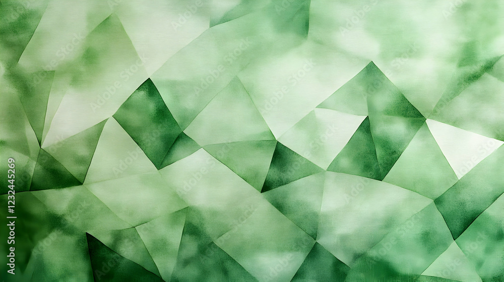 Poster Abstract Green Geometric Background Creates a Modern and Stylish Visual with Triangular Shapes