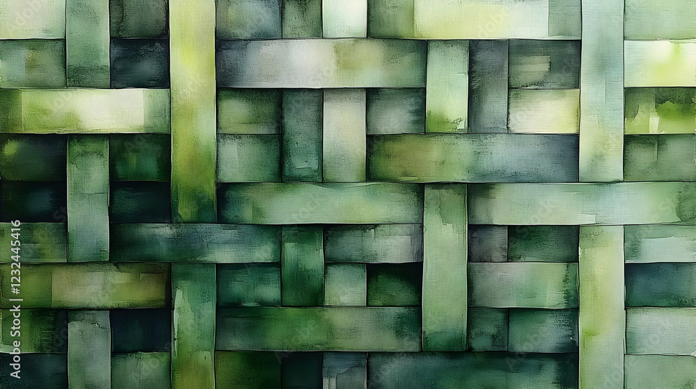 Poster abstract green woven pattern creates a textured and visually intriguing background for various desig