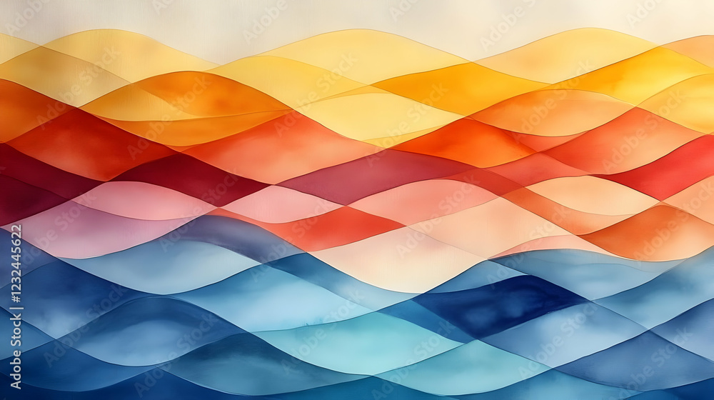 Poster Abstract Background with Interwoven Colorful Waves Creates Dynamic Visual Effect with Smooth Transitions