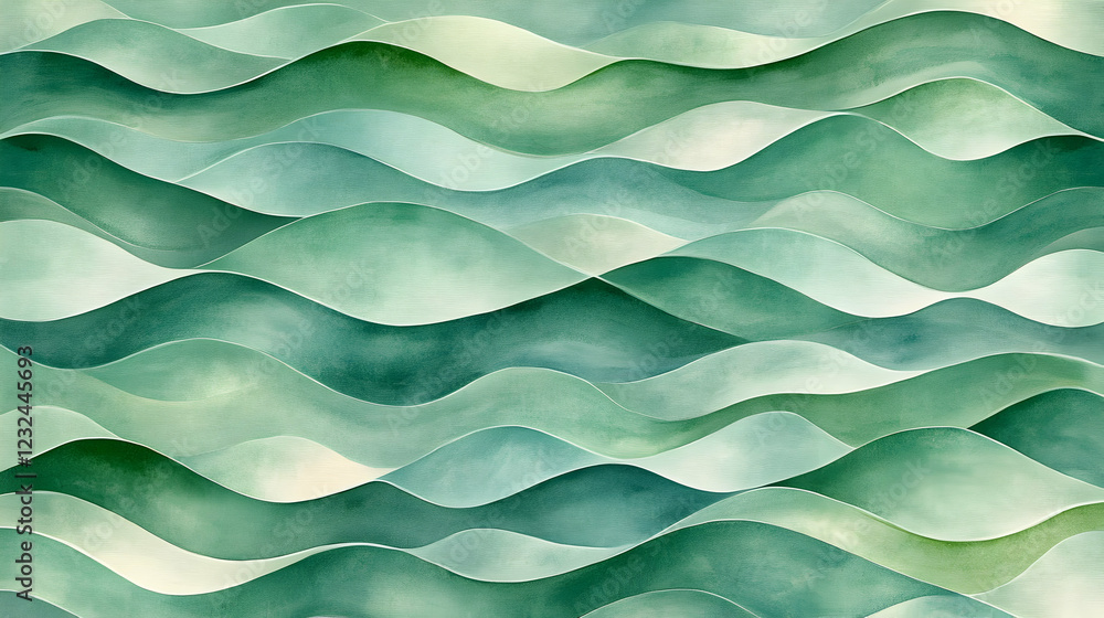 Poster abstract green wave background creates a soothing and elegant feel with its gentle curves and subtle