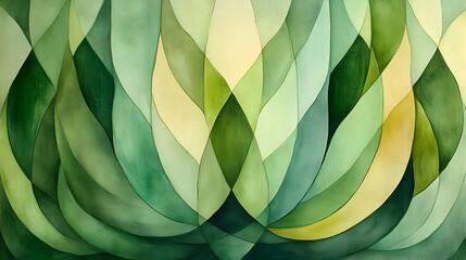Fototapeta premium Abstract Green and Yellow Overlapping Shapes creates a visually stimulating artwork, modern and stylish.