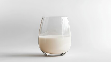 A glass of milk, isolated on a white background.