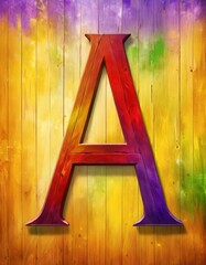 Letter A in front of a colorful wooden wall