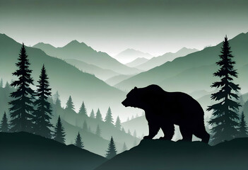 Bear Wildlife Animal Nature Environment Decor Illustration