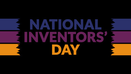 National Inventors’ Day text with side lines on a black background. Which is observed every year in February to celebrate and wish National Inventors’ Day.