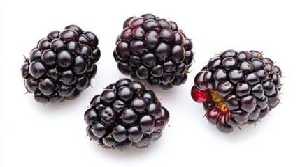 Fresh Blackberries on White Background for Healthy Food Promotion