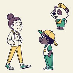 Flat Character Designs Set with Avatars and Mascots