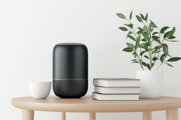 Modern home decor with wireless speaker on minimalist coffee table design