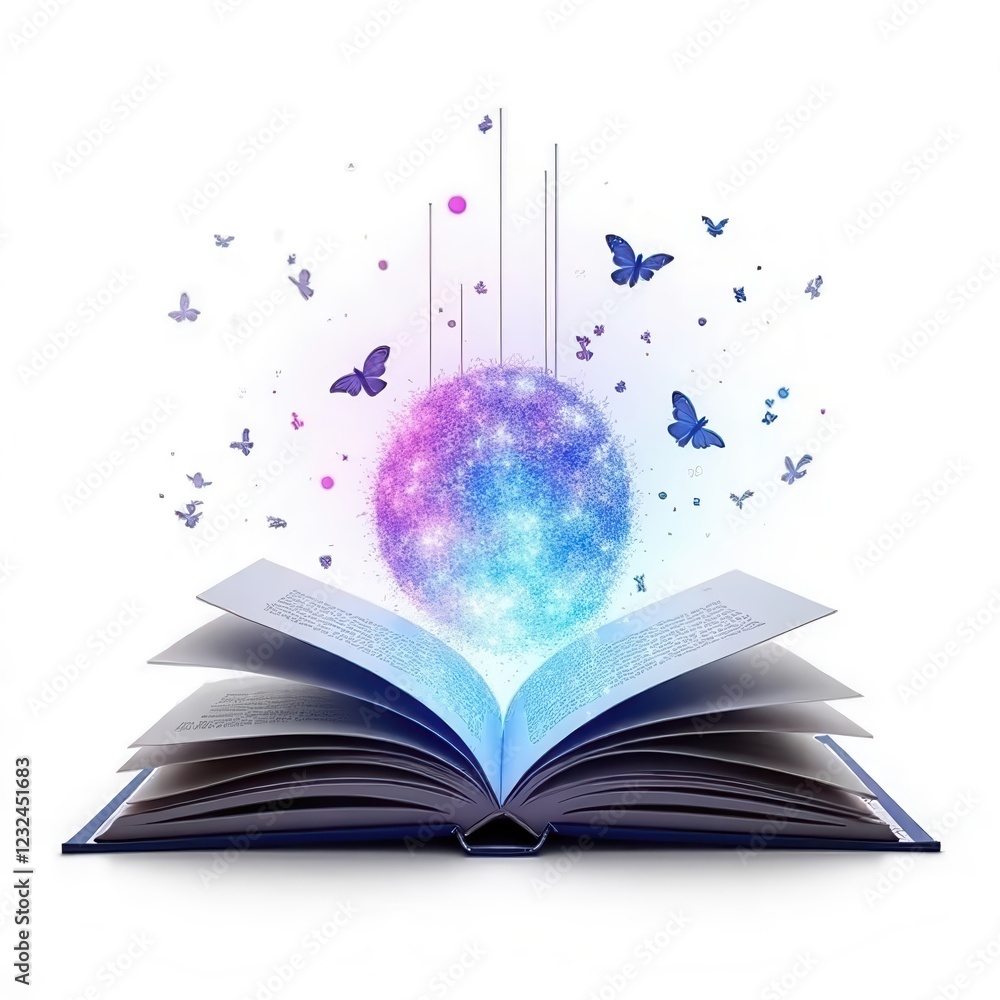 Poster open book with a digital signal representing smart learning and digital literacy programs isolated o