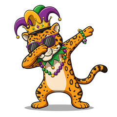 Obraz premium Dabbing Mardi Gras Animals Clipart Illustration