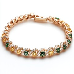 Obraz premium Elegant Gold Bracelet with Colorful Gemstones and Sparkling Details