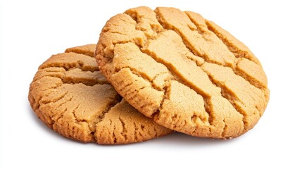 Delicious Cracked Peanut Butter Cookies on White Background