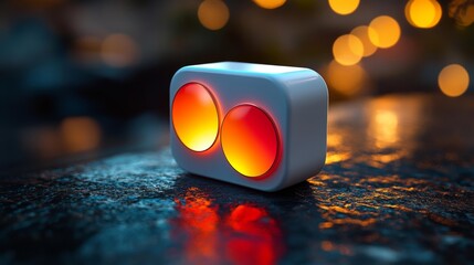 High-detail 3D rendering of a white rounded square icon with a vibrant red and orange overlapping circles logo. Generative AI